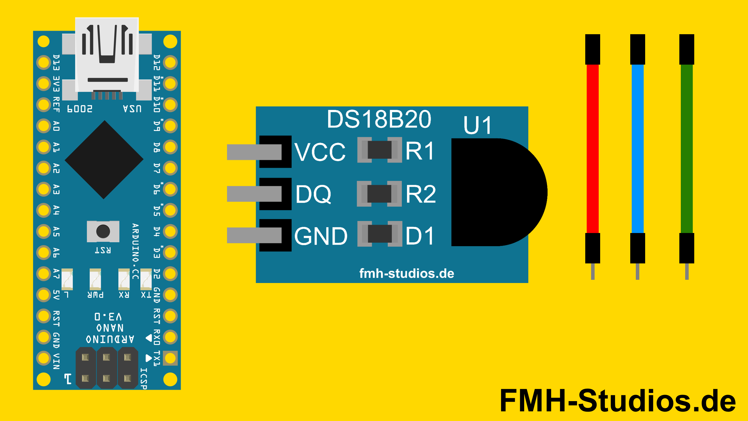 Übersicht - Komponenten - Nano - Uno - Arduino - Temperatursensor - DS18B20 - Tutorial