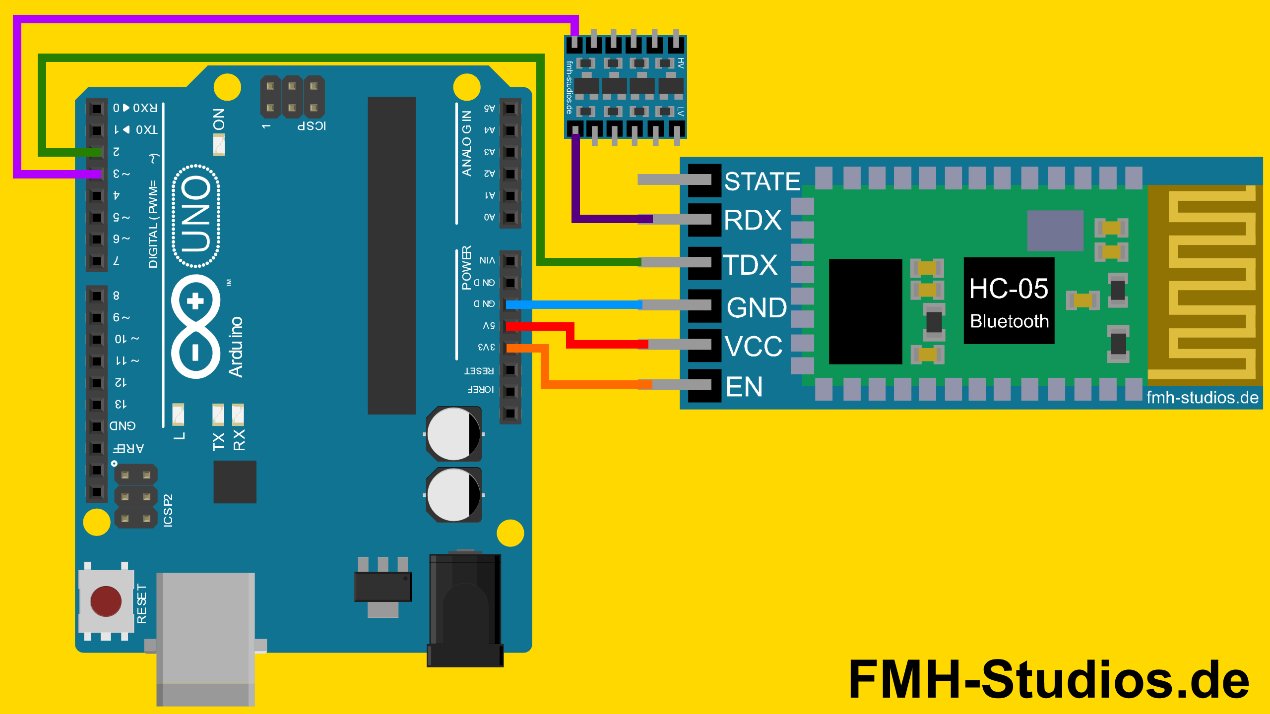 Hardware Aufbau / Verkabelung - Nano - Uno - Arduino - Bluetooth Modul – HC-05 - Tutorial