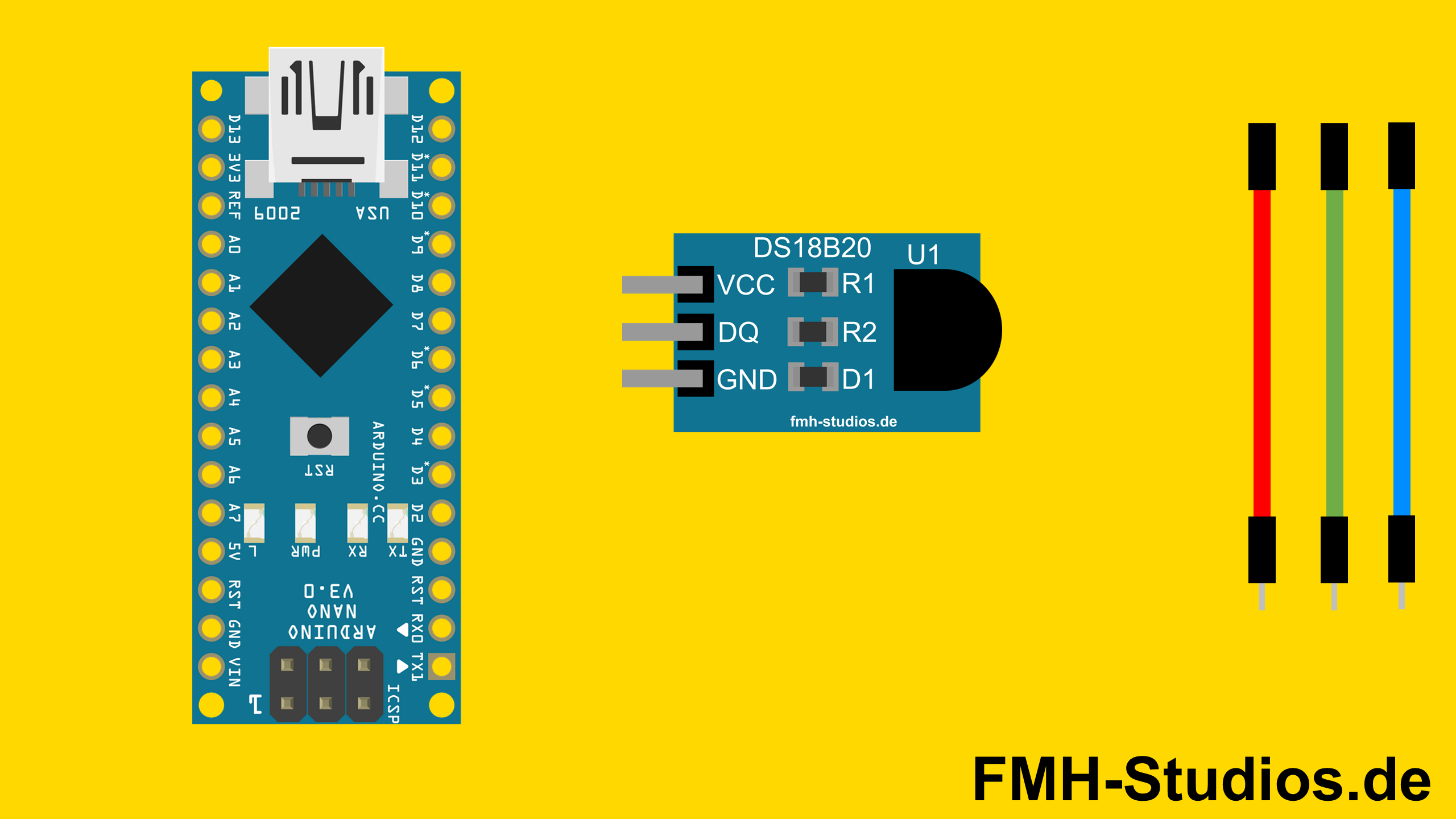 Mikrocontroller - Arduino Nano - DS18B20 - Tutorial - Temperatursensor - Temperaturmessung - DIY - Übersicht - Bauteile - Benötigte Komponenten