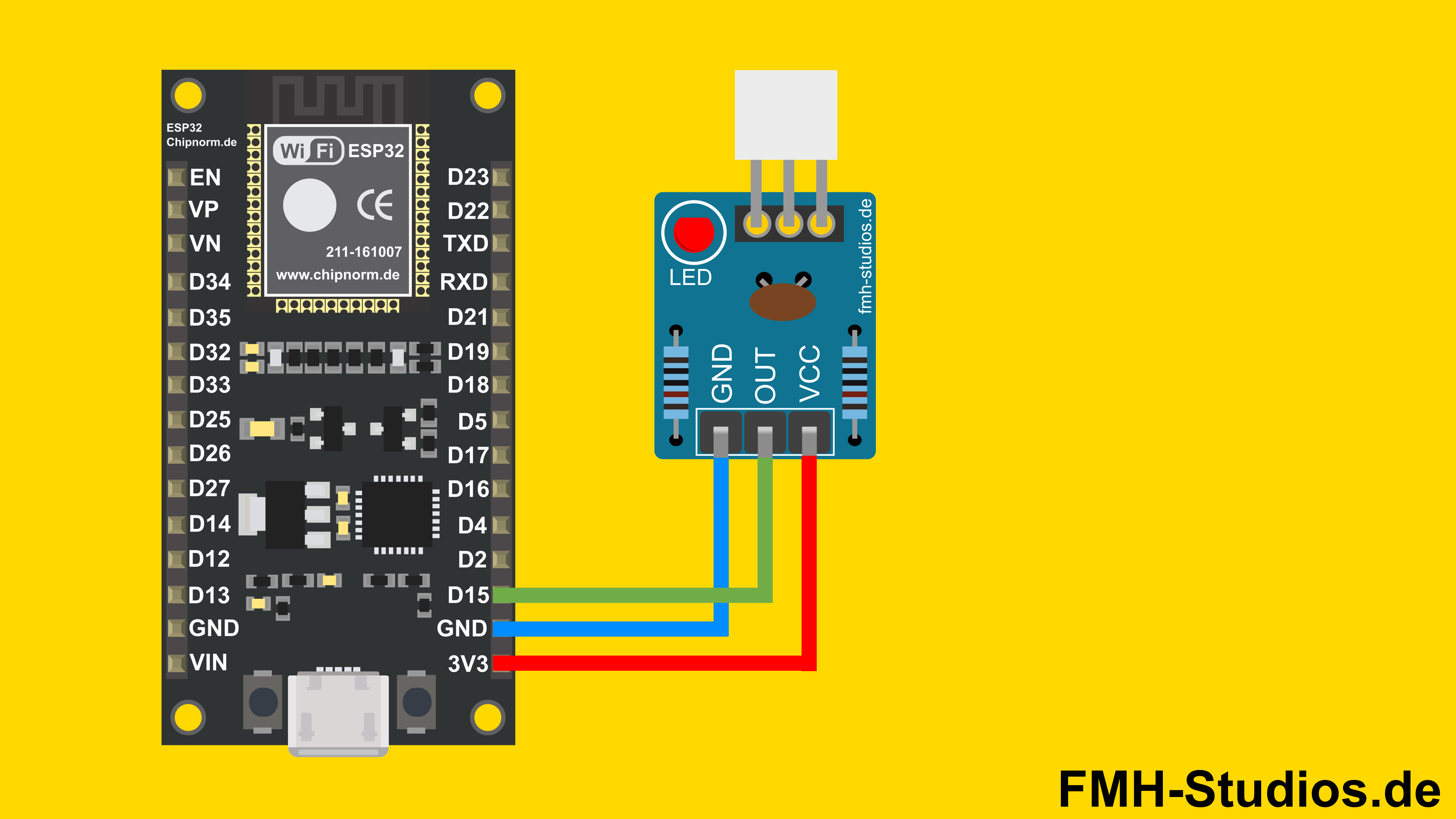 Mikrocontroller - ESP32 - Laserempfänger - Tutorial - Lasererkennung - Lichtsensor - Lichtschranke - Optischer Sensor - Sensorik - Digitaler Sensor - Lichtdetektor - Erkennung - Laser - Empfänger - Hardware Aufbau - Verkabelung - Schaltungsaufbau - Bauteile - Verdrahtung - Anschluss