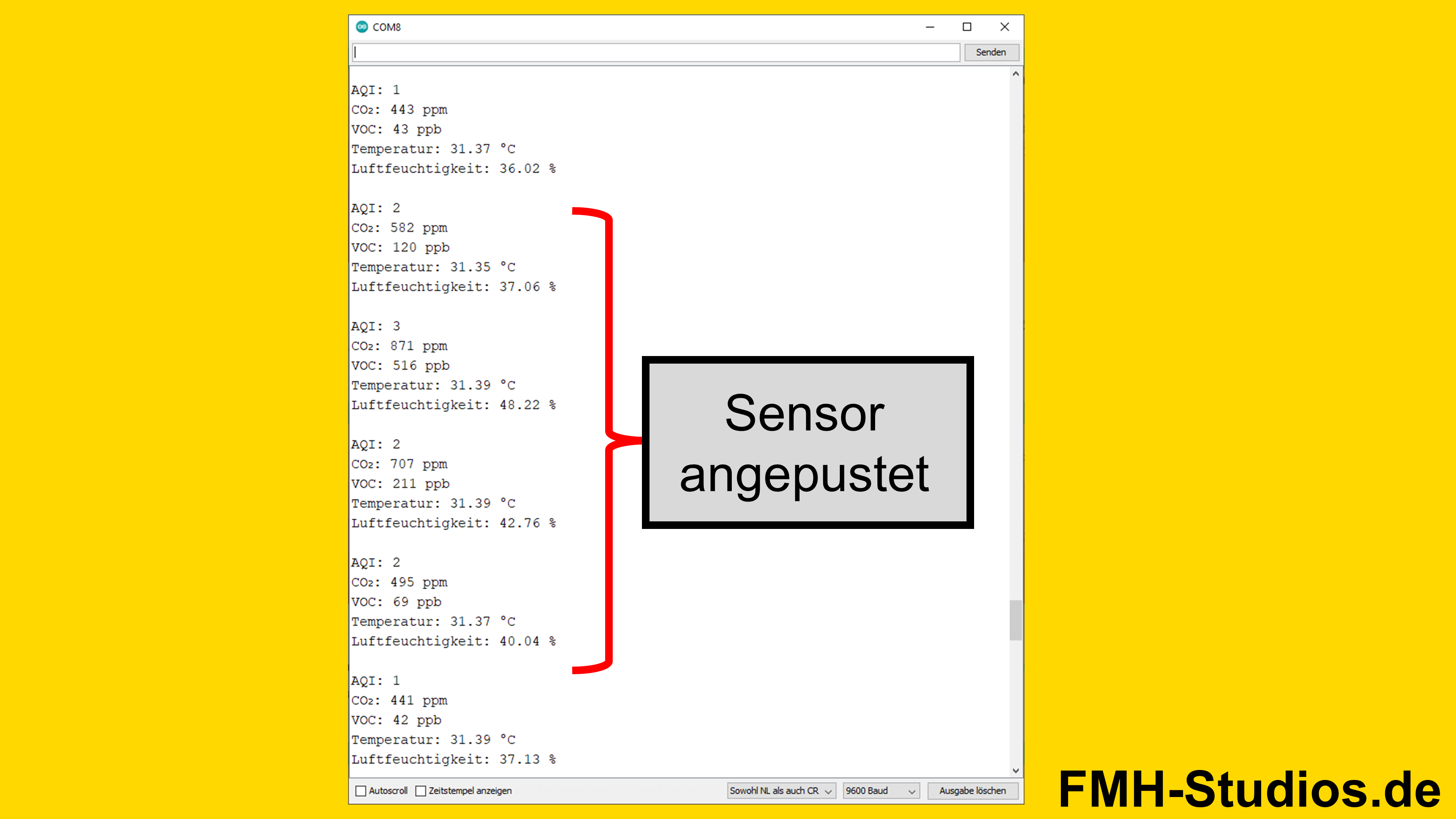 Testen des ENS160 Sensors mit ESP32 Mikrocontroller - ESP32 - ENS160 - AHT21 - Tutorial - CO2-Messung - Luftqualität - eCO2 - VOC - Gassensor - Umweltsensorik - Innenraumluft - Test - testen