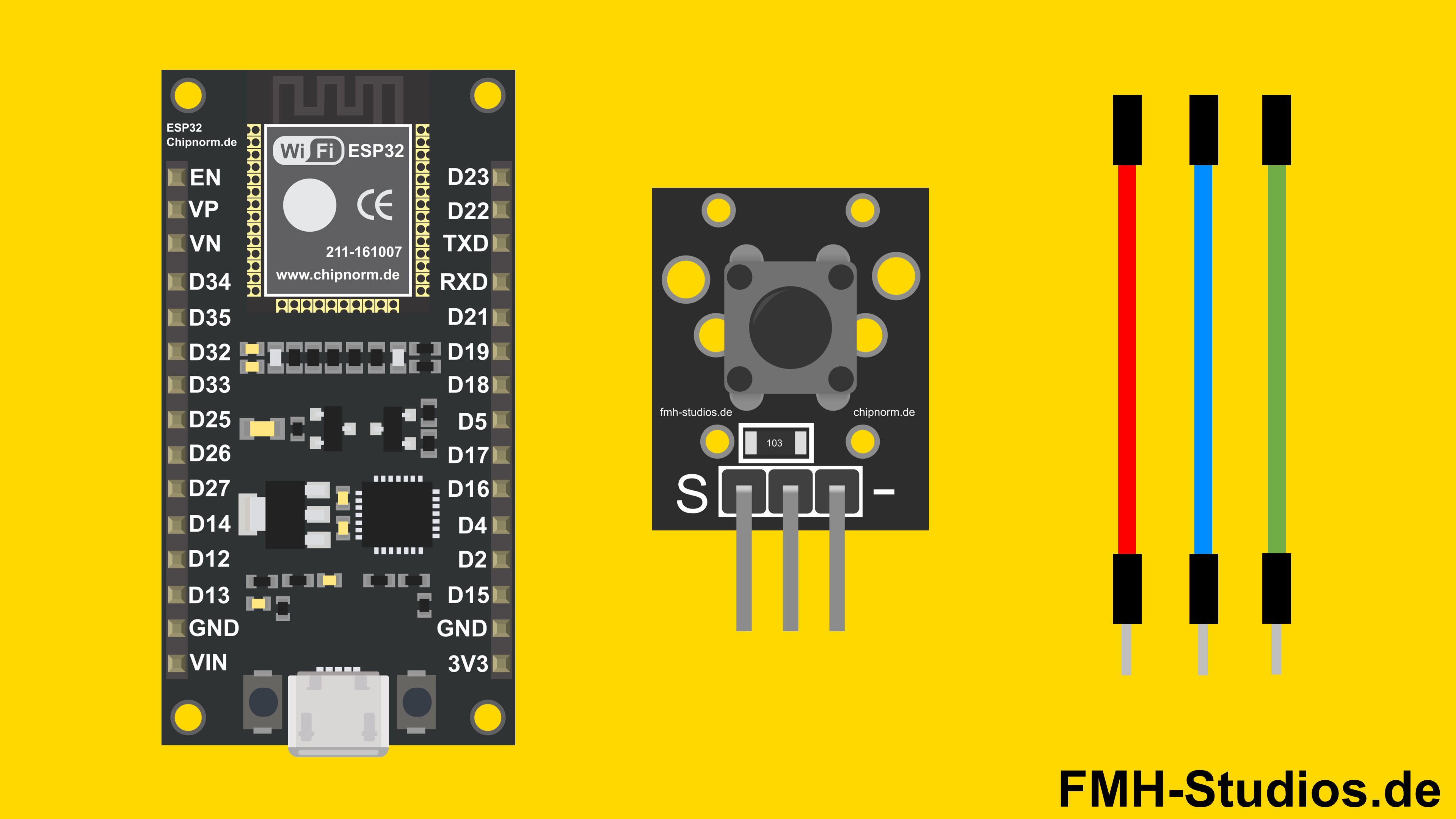 Mikrocontroller - ESP32 - Taster Modul KY-004 - Tutorial - Button - Taster - Druckschalter - Eingabegerät - Digitaler_Eingang - KY-004 - Schalter - Schaltmodul - Übersicht - Bauteile - Sensor Modul - Komponenten