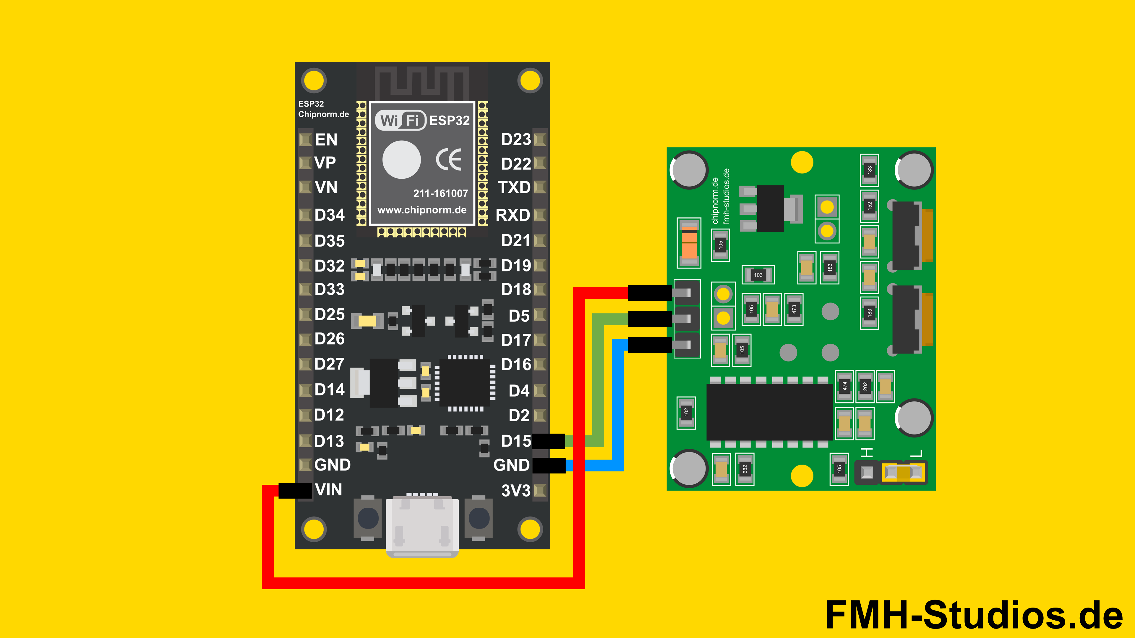 Mikrocontroller, ESP32, Bewegungssensor, Tutorial - HC-SR501, PIR-Sensor, Infrarot-Sensor, Bewegungsmelder, Alarmanlage, Passive Infrarot, Bewegungserkennung, Bewegung, Lichtschranke - Hardware Aufbau - Verkabelung - Schaltungsaufbau - Bauteile - ESP32 Schaltplan