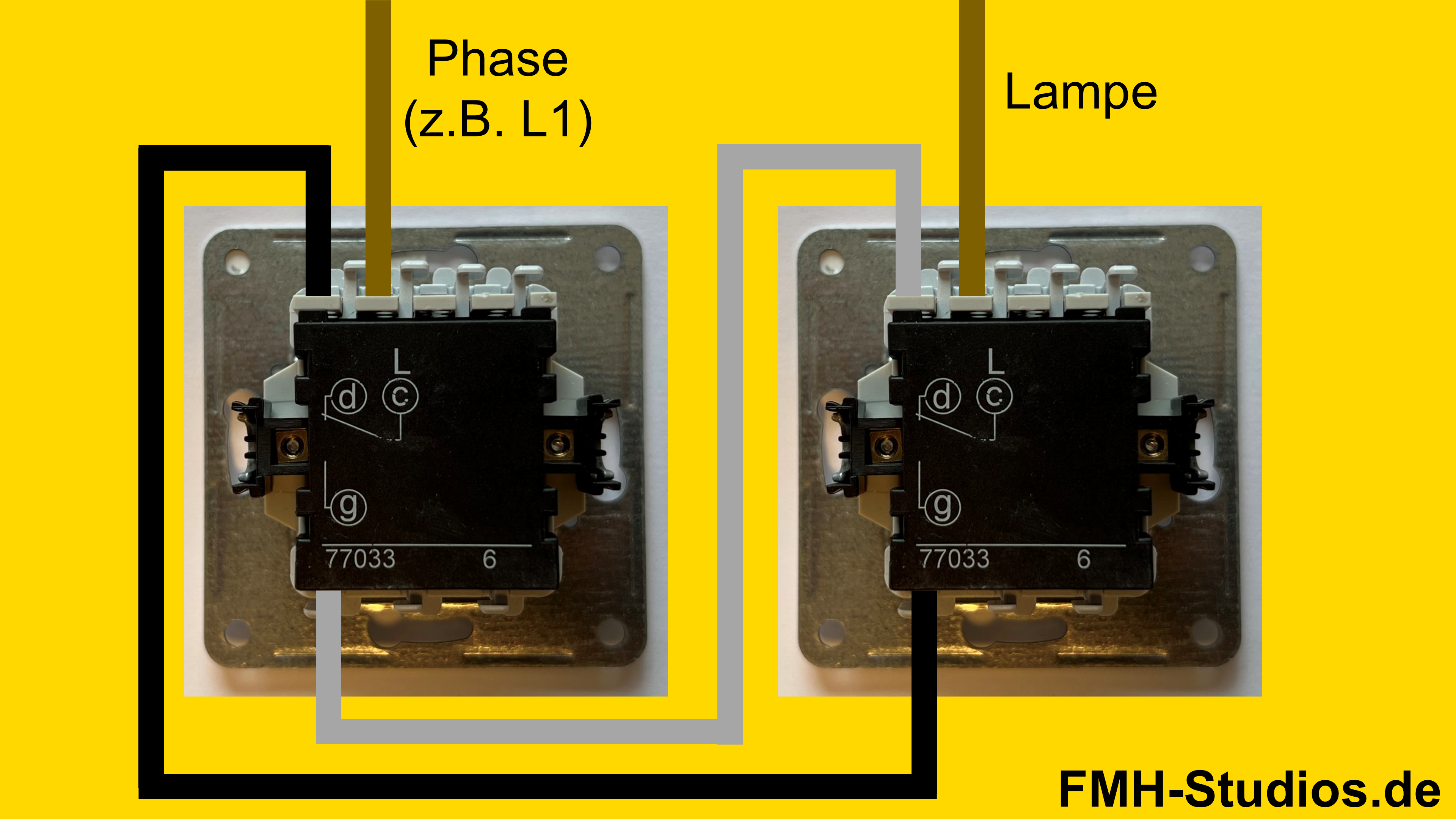 Anschließen des Ausschalters Elektrik - Installation - Wechselschalter - Wechselschaltung - anschließen
